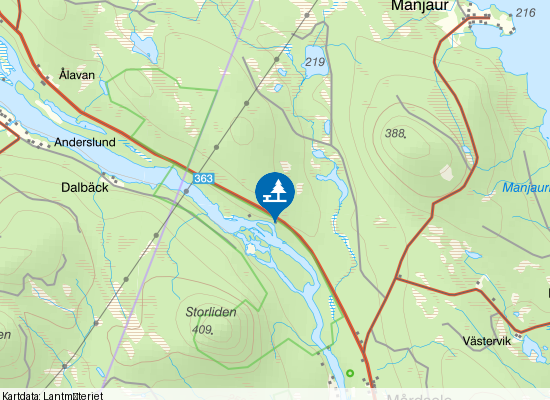 Mårdseleforsen på kartan
