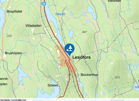 Lesjöfors på kartan