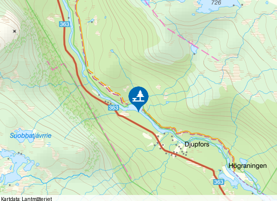 Djupseleforsen på kartan