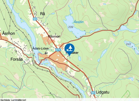 Näsåkers teknikbacke på kartan