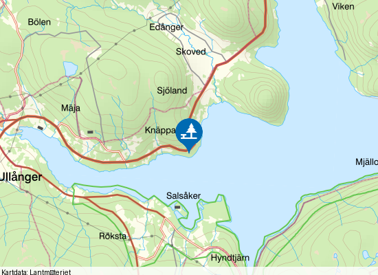 Rastplats vid havet på kartan