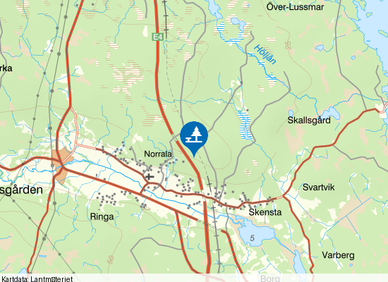 Sketteneåsen på kartan