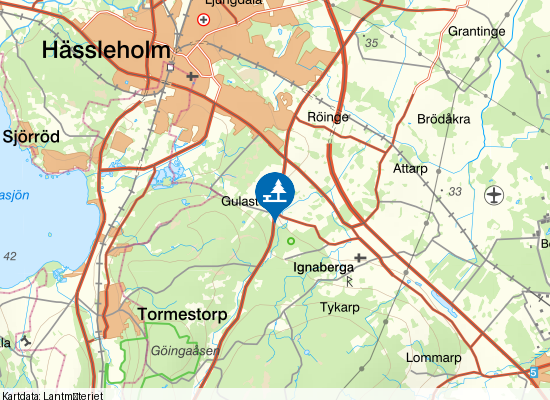 Gulastorp på kartan
