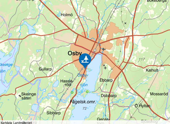 Osbysjön på kartan