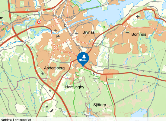 Hemlingbyberget på kartan
