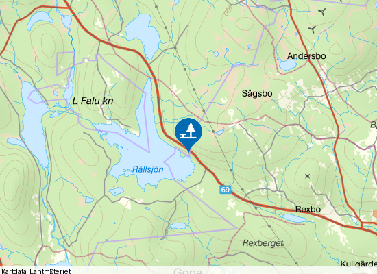 Rällsjön på kartan