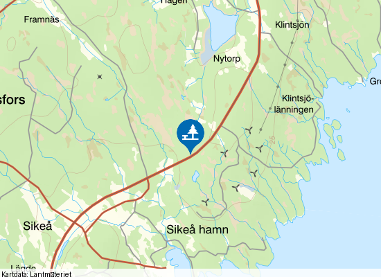 Skogsväg på kartan