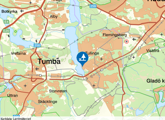 Tullingesjön på kartan