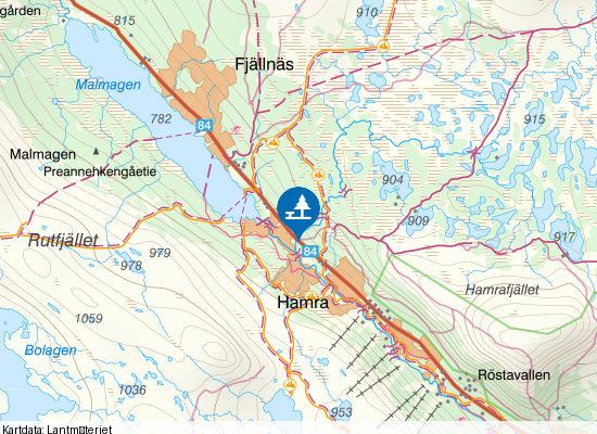 Anderssjöfallet på kartan