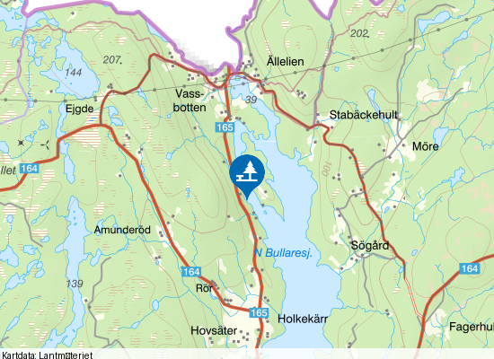 Norra Bullaresjön, vägficka på kartan
