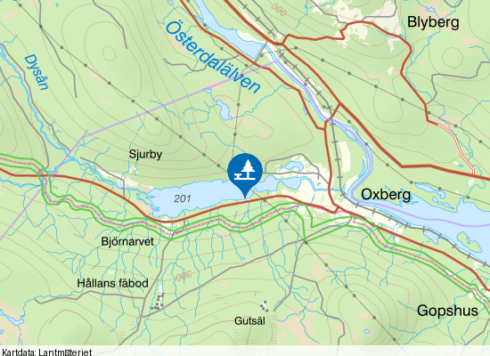 Oxbergssjön på kartan