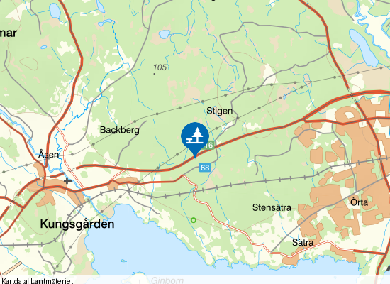 Väster om Sandviken på kartan