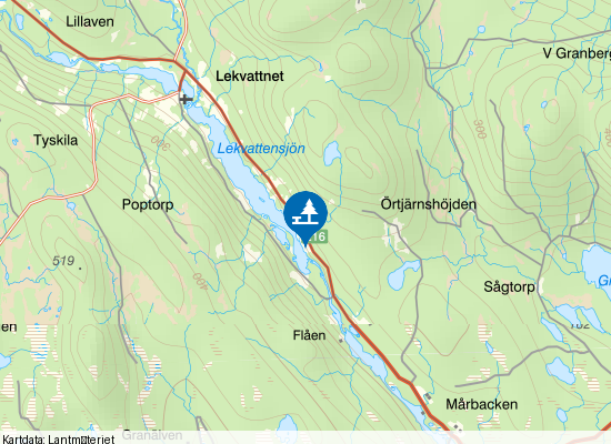 Lekvattensjön på kartan