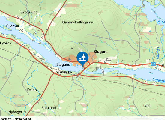 Indalsälven, Stugun på kartan