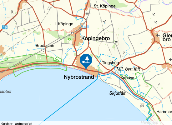 Nybrostrandsbadet på kartan