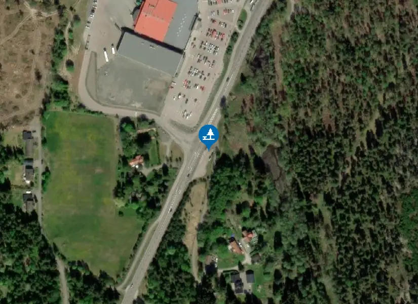 Satellitbild över Solberga köpcentrum